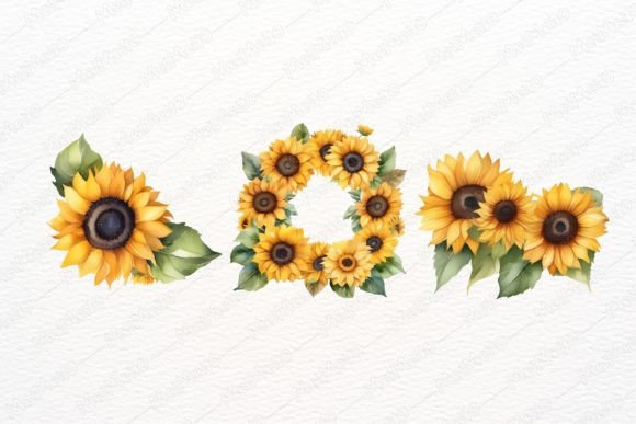 Download Watercolor Sunflower Summer Element Set - Element set Collection