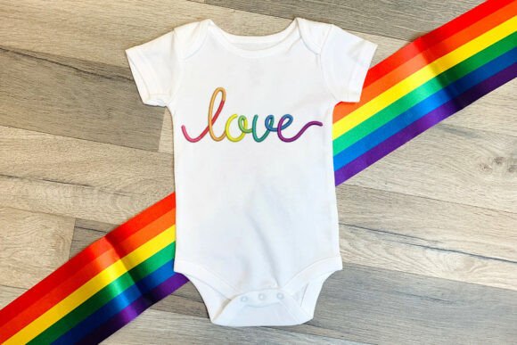 Download Cursive Rainbow Love Embroidery - Premium Bundle
