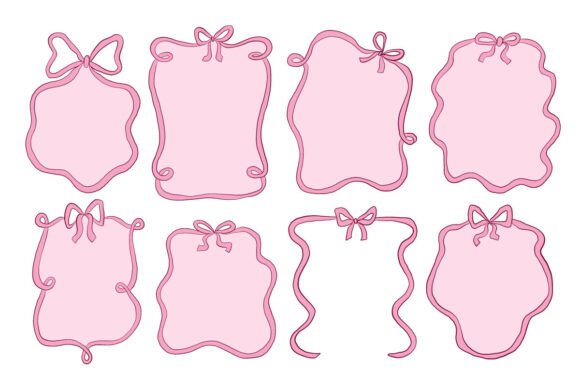 Download Cute Pink Ribbon Frame Label Element Set - Element set Collection